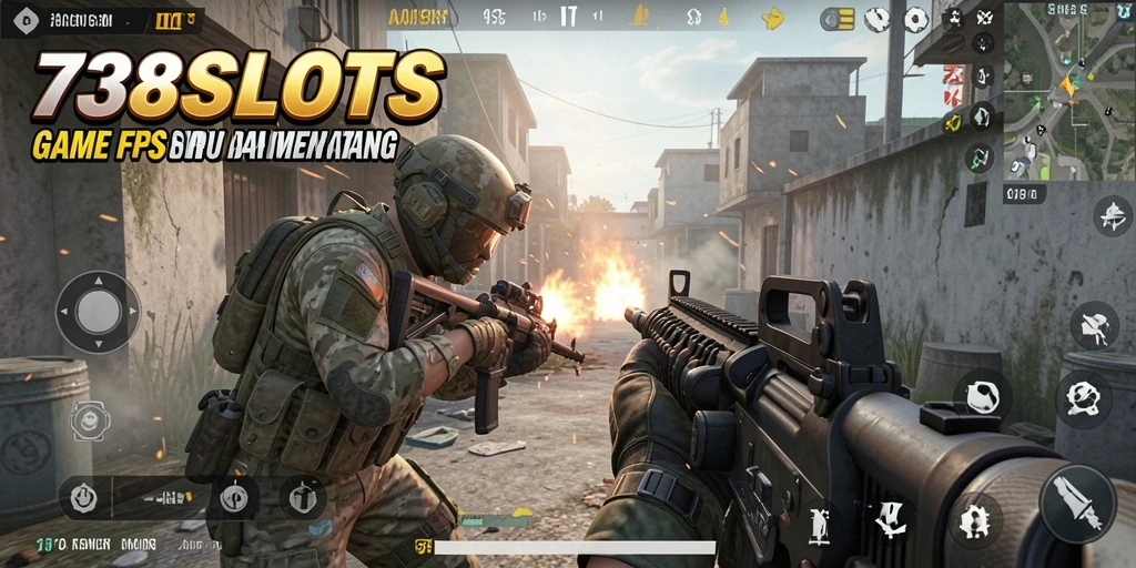 Screenshot gameplay 738SLOTS menampilkan aksi tembak-menembak seru.