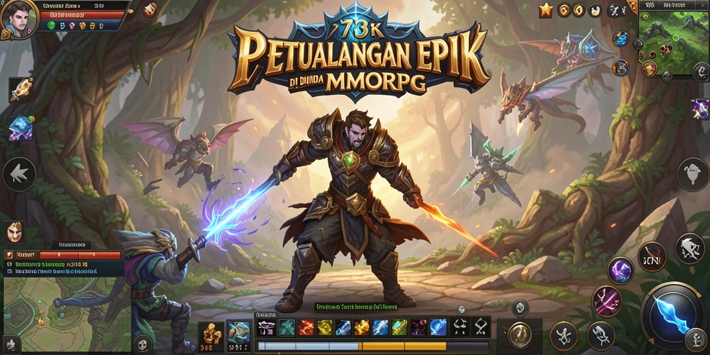 Tampilan screenshot 73K yang menunjukkan aksi epic dalam MMORPG.