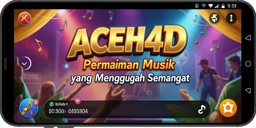 Tampilan gameplay ACEH4D yang menakjubkan dengan alat musik virtual.