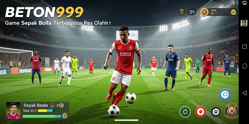 Tangkapan layar utama BETON999 menunjukkan aksi mendebarkan di lapangan sepak bola.