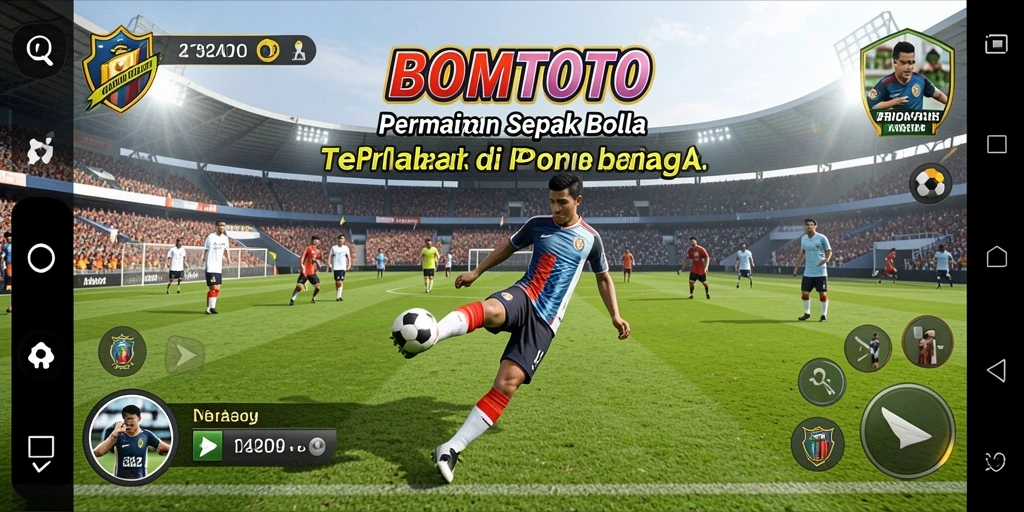 Tampilan gameplay <strong>BOMTOTO</strong> yang intens di lapangan sepak bola.