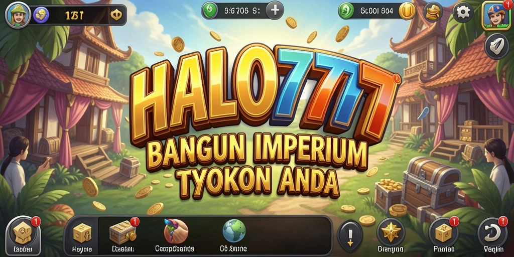Screenshot gameplay HALO777 menampilkan momen membangun empire Tycoon.