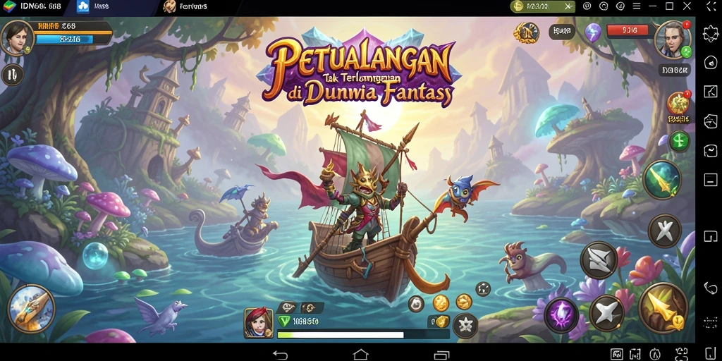Tangkapan layar menampilkan karakter berpetualang di dunia fantasi yang menegangkan.