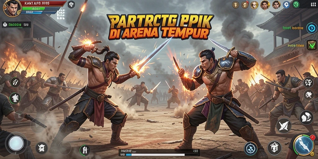 Tampilan gameplay KAKRP yang seru dan mendebarkan di arena tempur.