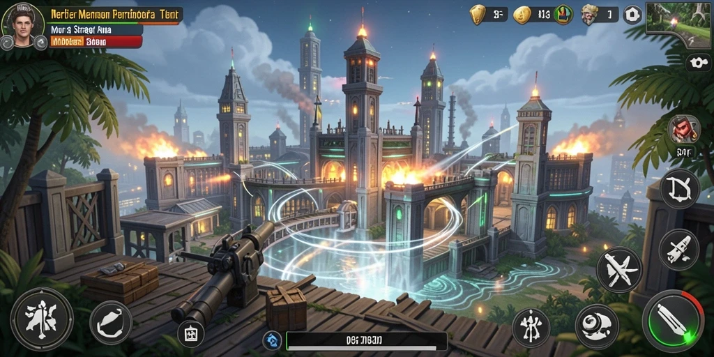 Tampilan gameplay MPO76 yang menarik dengan strategi menara yang mendebarkan.