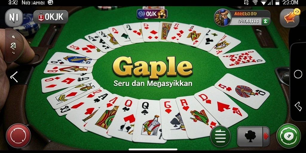 Screenshot permainan OKJK yang menampilkan grafik Gaple yang menawan.