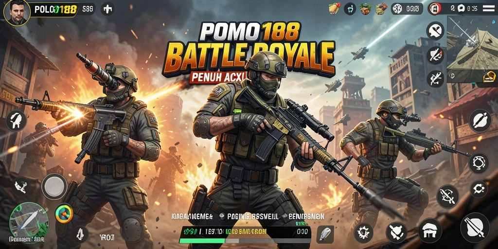 Tampilan gameplay Battle Royale yang mendebarkan di POLO188.
