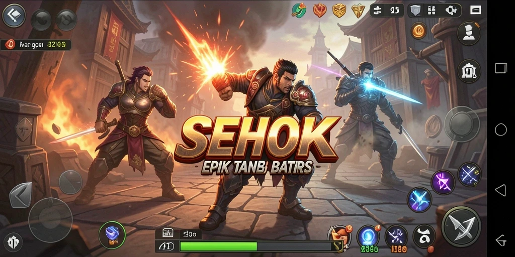 Screenshot gameplay SEHOKI yang menunjukkan pertarungan seru.