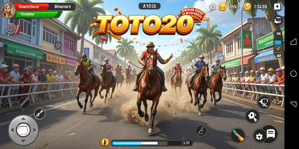 Gameplay seru TOTO20 dengan balapan yang mendebarkan.